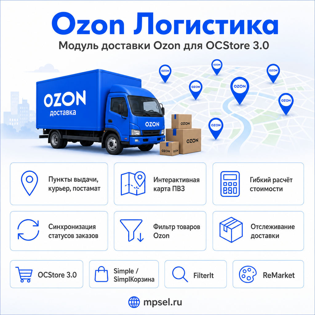 Ozon Логистика — модуль доставки Ozon для OCStore 3.0